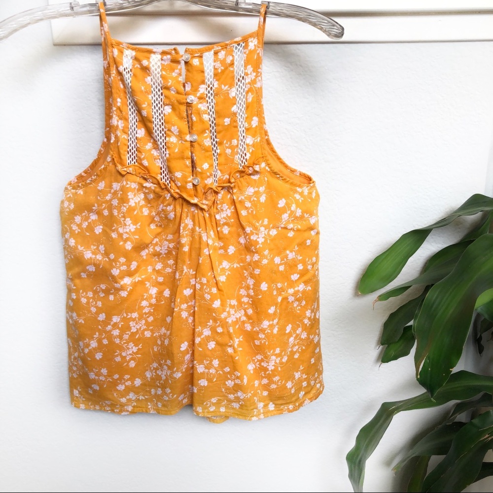 Anthropologie/ Maeve yellow floral tank size S - Picture 2 of 8